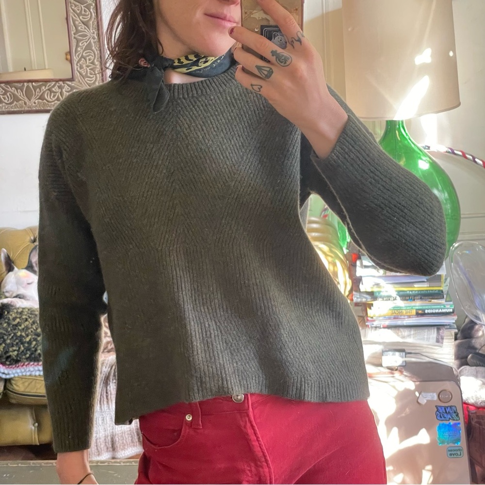 Madewell Moderne Ribbed Hi Low Merino Wool Knit Sweater Pullover
